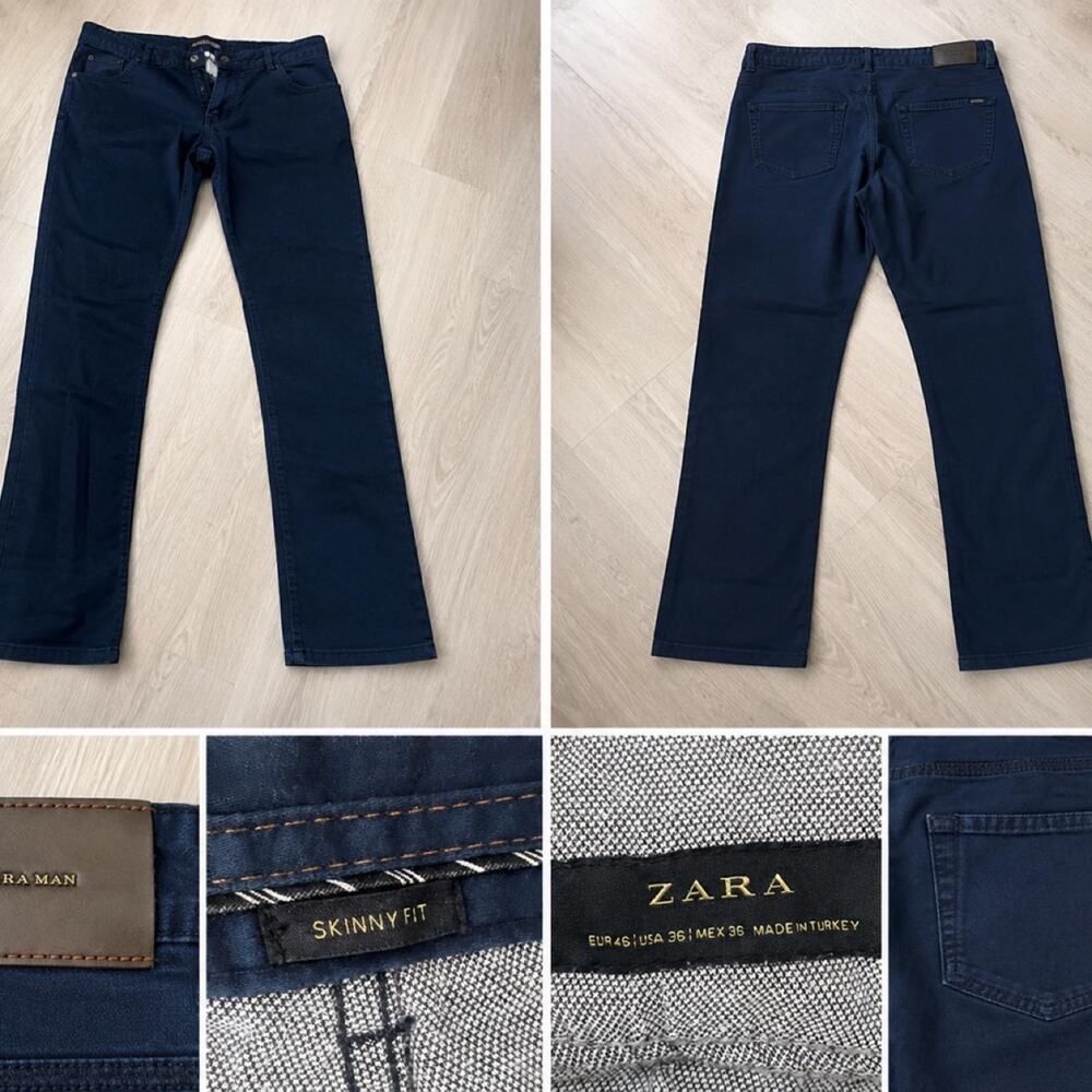 ZARA Man navy blue skinny fit pants in a classic versatile style size 36